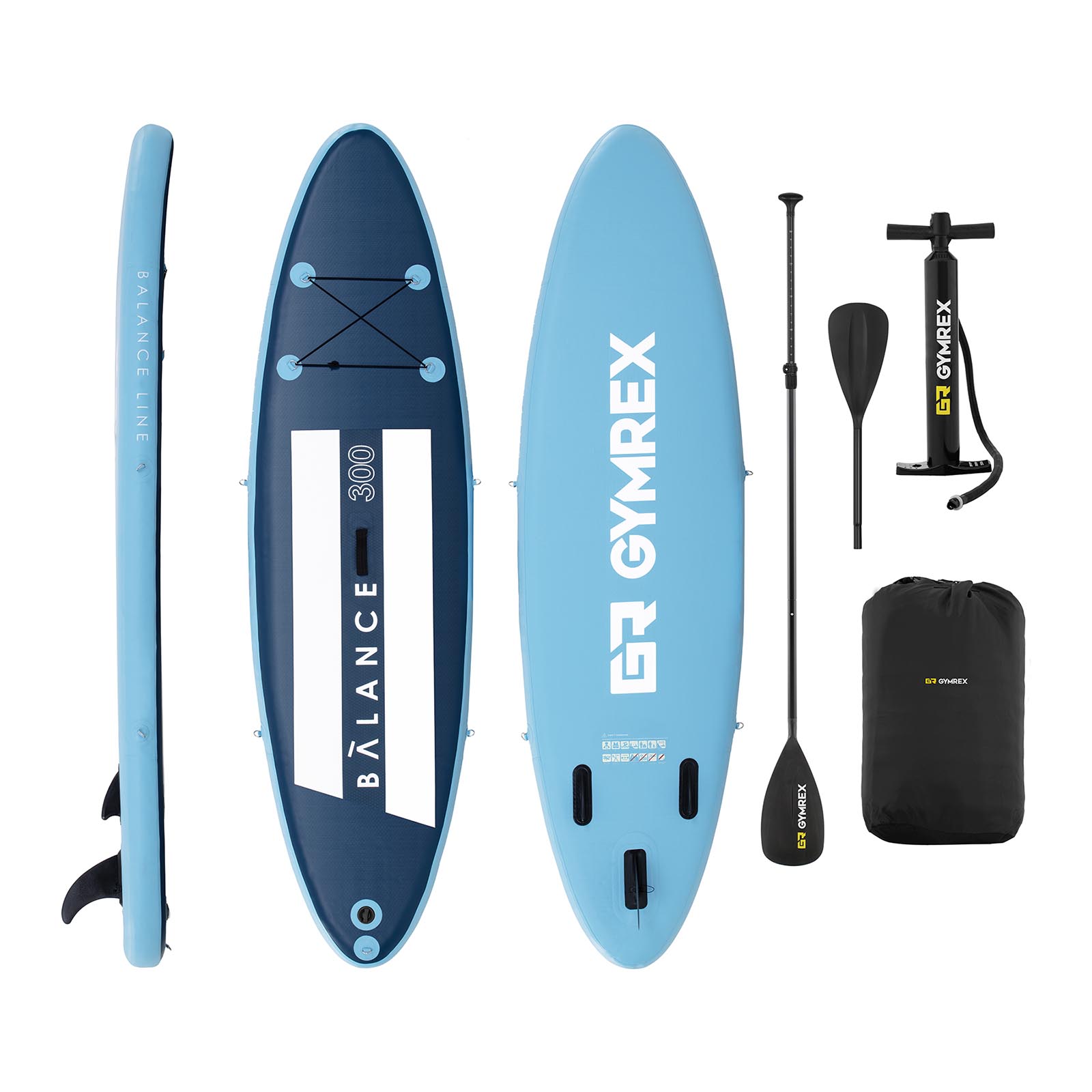 Nafukovací paddleboard - 135 kg - modrá/námornícka modrá - súprava s pádlom a príslušenstvom