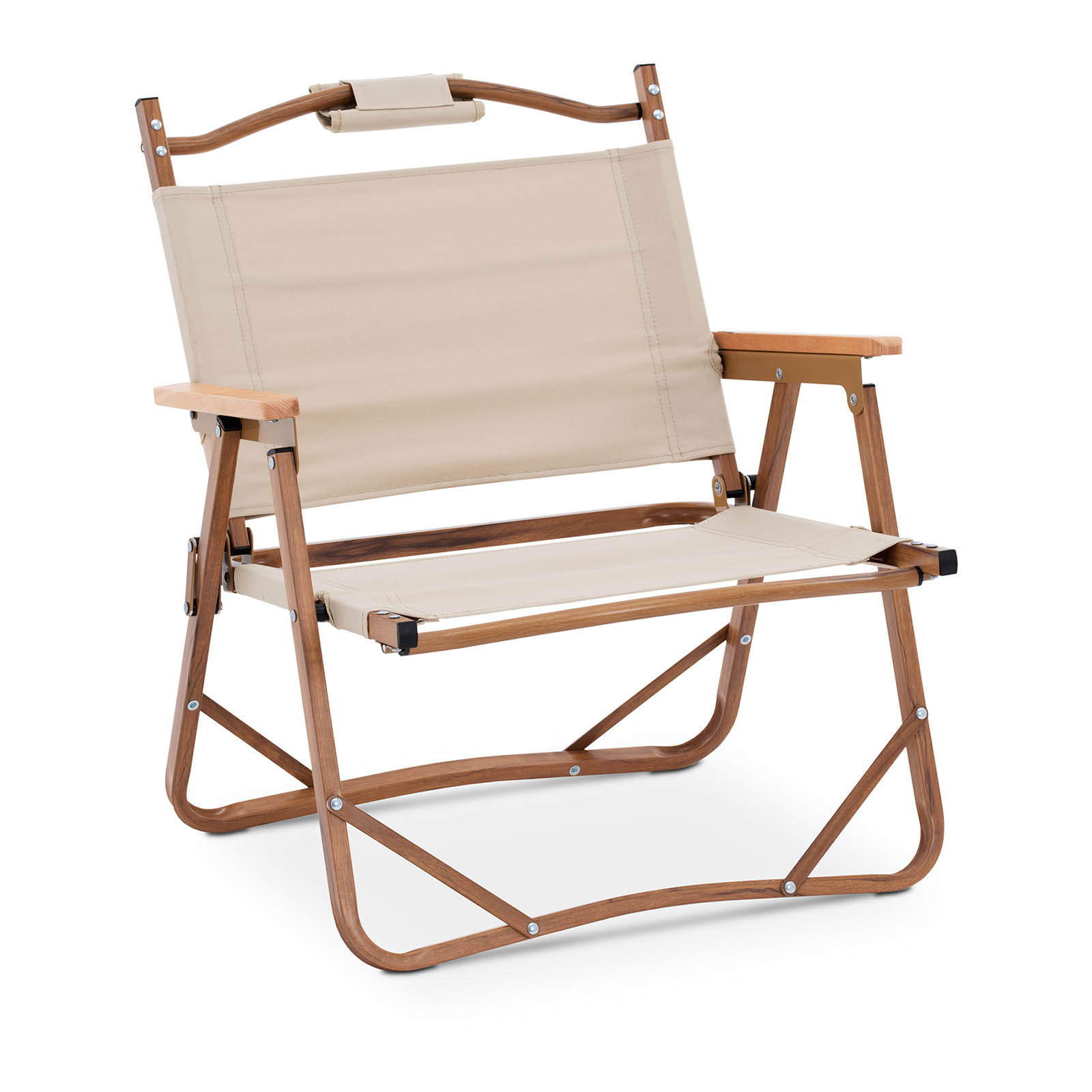 Kempingová stolička – s opierkami na ruky – 120 kg – khaki